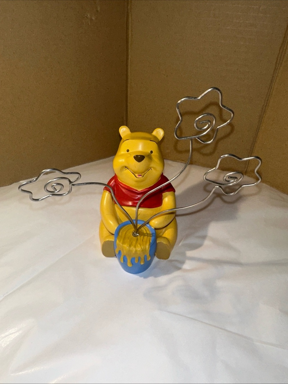 Disney Winnie the Pooh Yellow and Red Photo Holder with Blue Honey Pot
